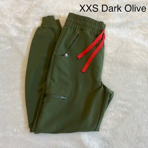 Figs XXS Dark Olive high waisted Zamora jogger scrub pants